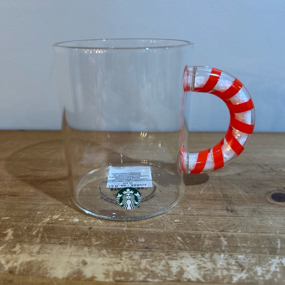 Starbucks 2020 Glass Mug with Red Candy Cane Handle NWT